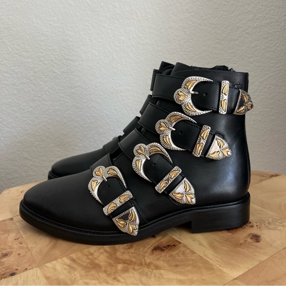 Maje (NWOT) 39 Jackpot Buckled Leather Western Ankle Studded Boots - Picture 5 of 16